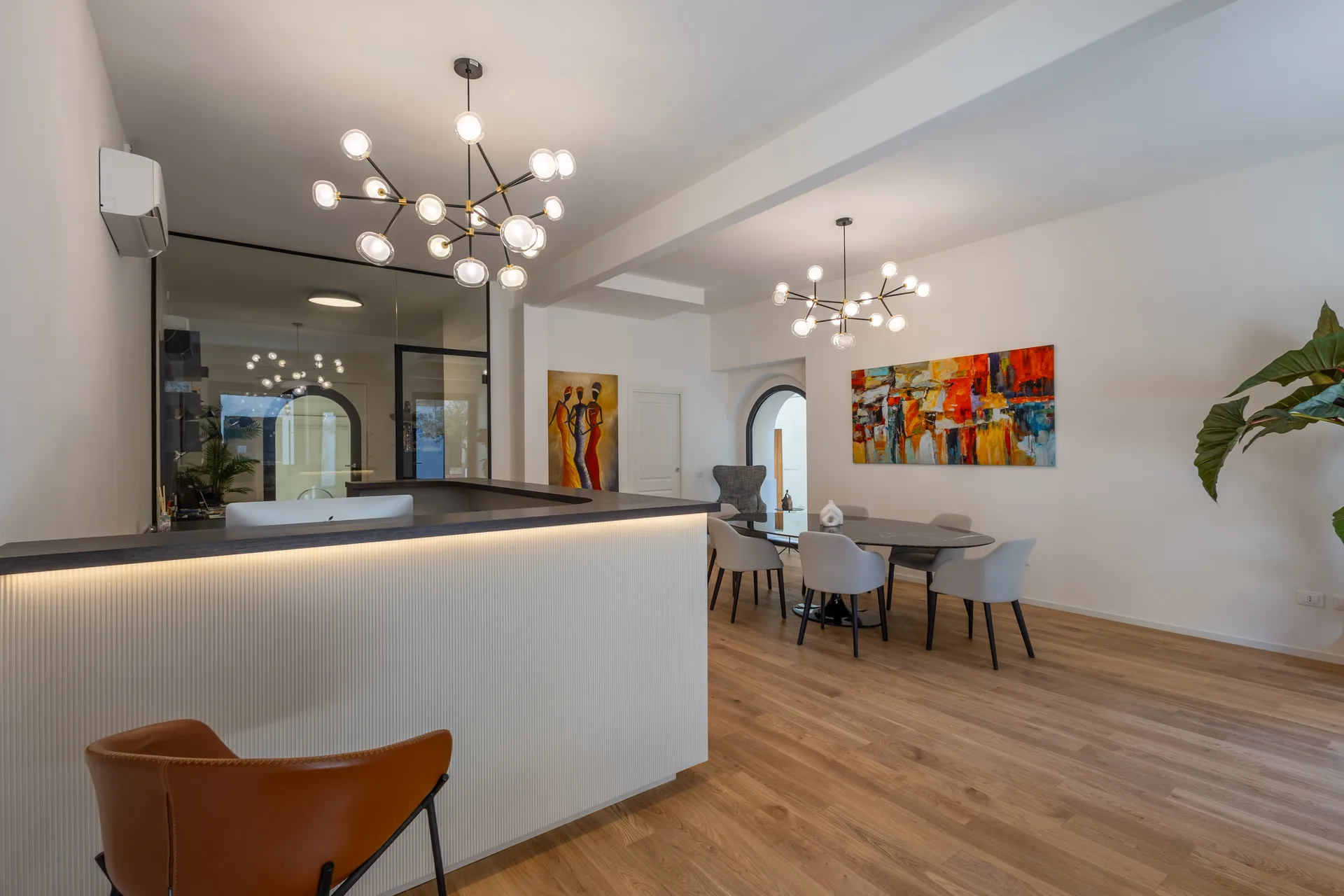 La reception con arte contemporanea